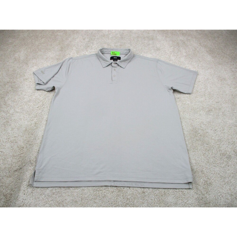TRUE Linkswear Polo Shirt Mens XL Gray Performance Stretch Short Sleeve Golf